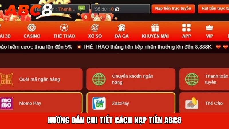 Hướng dẫn chi tiết cách nạp tiền ABC8